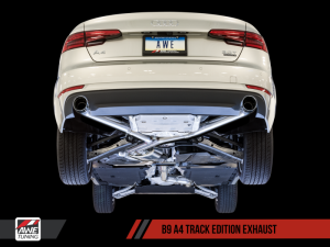 AWE Tuning - AWE Tuning Audi B9 A4 Track Edition Exhaust Dual Outlet - Diamond Black Tips (Includes DP) 3020-33026 - Image 3