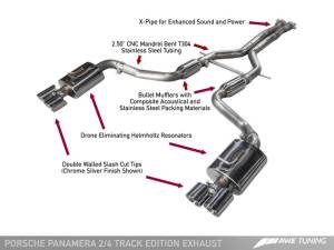 AWE Tuning Panamera 2/4 Track Edition Exhaust (2011-2013) - w/Chrome Silver Tips 3020-42032