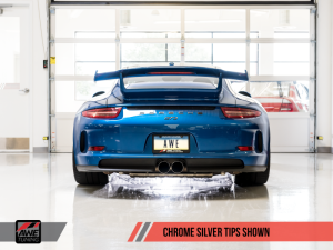 AWE Tuning - AWE Tuning Porsche 991 GT3 / RS Center Muffler Delete - Chrome Silver Tips 3010-32036 - Image 5