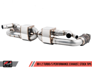 AWE Tuning Porsche 991.2 Turbo Performance Exhaust and High-Flow Cat Sections - For OE Tips 3015-41002