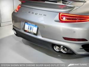 AWE Tuning - AWE Tuning Porsche 991.1 Turbo Performance Exhaust and High-Flow Cats - Silver Quad Tips 3015-42040 - Image 3