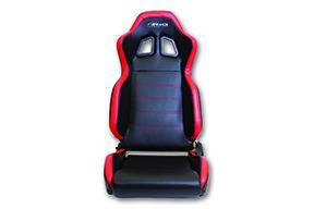 NRG Innovations - NRG Innovations Reclinable Bucket PVC Sport Seat - Black w/ Red Stitch/Side Contrast w/ Logo - Image 2