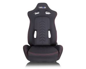 NRG Innovations - NRG Innovations Reclinable Bucket "The Arrow" Cloth Sport Seat - Black w/ Red Stitch w/ logo - Image 1