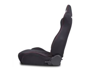NRG Innovations - NRG Innovations Reclinable Bucket "The Arrow" Cloth Sport Seat - Black w/ Red Stitch w/ logo - Image 3