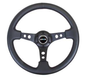 NRG Innovations - NRG Innovations 350mm Steering Wheel (3" Deep) - Black Spoke w/ Black Leather - Image 1