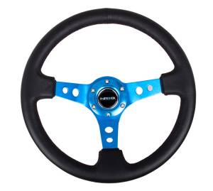 NRG Innovations - NRG Innovations 350mm Steering Wheel (3" Deep) - Blue Spoke w/ Black Leather - Image 1