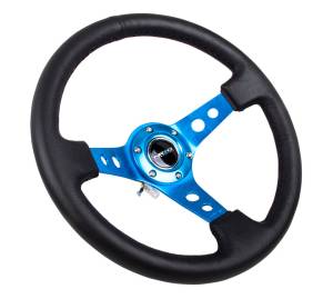 NRG Innovations - NRG Innovations 350mm Steering Wheel (3" Deep) - Blue Spoke w/ Black Leather - Image 2