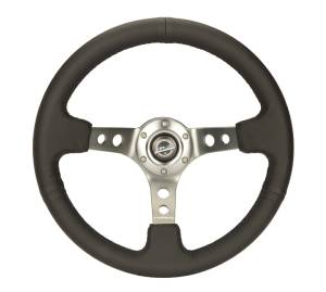 NRG Innovations - NRG Innovations 350mm Steering Wheel (3" Deep) - GunMetal Spoke w/ Black Leather - Image 1