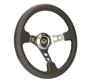 NRG Innovations - NRG Innovations 350mm Steering Wheel (3" Deep) - GunMetal Spoke w/ Black Leather - Image 2