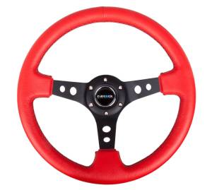 NRG Innovations - NRG Innovations 350mm Steering Wheel (3" Deep) - Black Spoke w/ Red Leather - Image 1