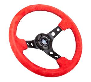 NRG Innovations - NRG Innovations 350mm Steering Wheel (3" Deep) - Red Suede - Image 2