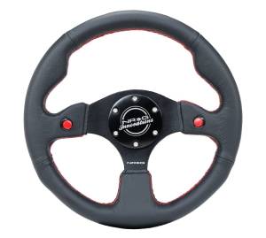 NRG Innovations - NRG Innovations 320mm Steering Wheel - Black Leather w/ Dual Buttons - Image 1