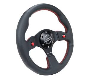 NRG Innovations - NRG Innovations 320mm Steering Wheel - Black Leather w/ Dual Buttons - Image 2
