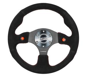 NRG Innovations - NRG Innovations 320mm Steering Wheel - Black Suede w/ Dual Buttons - Image 1
