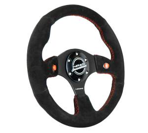 NRG Innovations - NRG Innovations 320mm Steering Wheel - Black Suede w/ Dual Buttons - Image 2