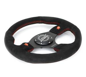 NRG Innovations - NRG Innovations 320mm Steering Wheel - Black Suede w/ Dual Buttons - Image 3