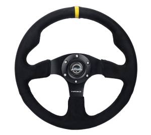 NRG Innovations - NRG Innovations (320mm) Alcantara Steering Wheel w/ Yellow Center and Black Stitch - Image 1