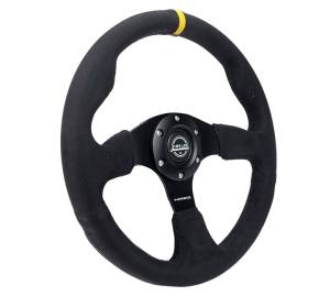 NRG Innovations - NRG Innovations (320mm) Alcantara Steering Wheel w/ Yellow Center and Black Stitch - Image 2