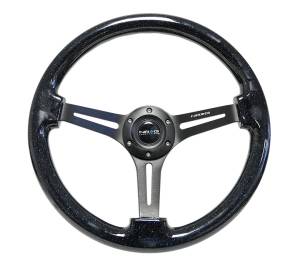 NRG Innovations - NRG Innovations Classic Wood Grain Wheel (350mm / 3in. Deep) Black Multi Color Flake Wood w/ Black Matte Center - Image 1