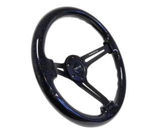 NRG Innovations - NRG Innovations Classic Wood Grain Wheel (350mm / 3in. Deep) Black Multi Color Flake Wood w/ Black Matte Center - Image 2