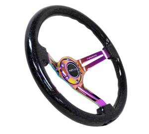 NRG Innovations - NRG Innovations Classic Wood Grain Wheel (350mm / 3in. Deep) Black Multi Color Flake w/ Neochrome Center Mark - Image 2