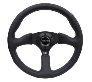 NRG Innovations - NRG Innovations 350mm Sport Leather Racing ( 2.5" Deep) Comfort Grip 5mm matte black spoke - Image 1