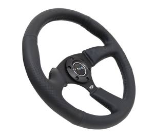 NRG Innovations - NRG Innovations 350mm Sport Leather Racing ( 2.5" Deep) Comfort Grip 5mm matte black spoke - Image 2