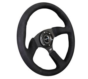 NRG Innovations - NRG Innovations 350mm Sport Leather Racing ( 2.5" Deep) Comfort Grip, 4mm matte black spoke with Alcantara finish - Image 2