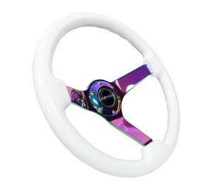 NRG Innovations - NRG Innovations Steering Wheel (350mm / 3in. Deep) Classic White w/ 4mm Neochrome Solid 3-Spoke - Image 2