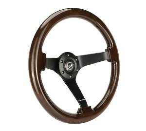 NRG Innovations - NRG Innovations Steering Wheel (350mm / 3in. Deep) Dark Wood Grain w/ Black 3-Spoke Center - Image 2