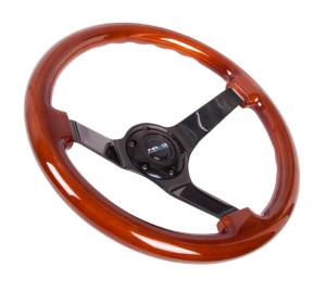 NRG Innovations - NRG Innovations Steering Wheel (350mm / 3in. Deep) Classic Wood Grain w/ Matte Black Solid 3-Spoke - Image 2
