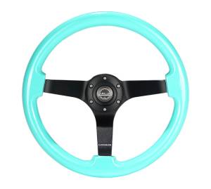 NRG Innovations - NRG Innovations Steering Wheel (350mm / 3in. Deep) Minty Fresh Wood Grain w/ Black 3-Spoke Center - Image 1