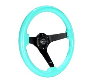NRG Innovations - NRG Innovations Steering Wheel (350mm / 3in. Deep) Minty Fresh Wood Grain w/ Black 3-Spoke Center - Image 2