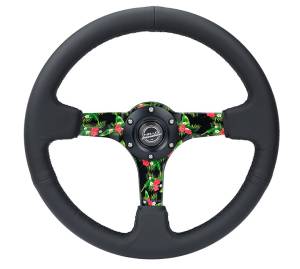 NRG Innovations - NRG Innovations Steering Wheel (350mm / 3in. Deep) Matte Black Spoke/Black Leather/ Yellow Center - Image 1
