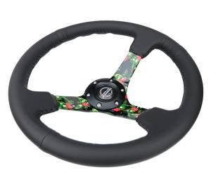 NRG Innovations - NRG Innovations Steering Wheel (350mm / 3in. Deep) Matte Black Spoke/Black Leather/ Yellow Center - Image 3