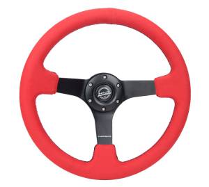 NRG Innovations - NRG Innovations Steering Wheel (350mm / 3in. Deep) Matte Black Spoke/ Red Alcantara w/ Black Stitching - Image 1
