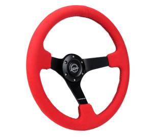 NRG Innovations - NRG Innovations Steering Wheel (350mm / 3in. Deep) Matte Black Spoke/ Red Alcantara w/ Black Stitching - Image 2