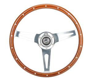NRG Innovations - NRG Innovations Steering Wheel (360mm) Dark Wood Grain w/ Chrome 3-Spoke Center - Image 1