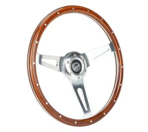 NRG Innovations - NRG Innovations Steering Wheel (360mm) Dark Wood Grain w/ Chrome 3-Spoke Center - Image 2