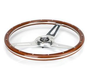 NRG Innovations - NRG Innovations Steering Wheel (360mm) Dark Wood Grain w/ Chrome 3-Spoke Center - Image 3