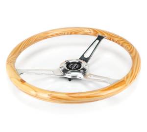 NRG Innovations - NRG Innovations Steering Wheel (380mm) Light Wood Grain w/ 3-Spoke Center Shinny Chrome - Image 3