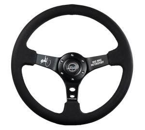 NRG Innovations - NRG Innovations Steering Wheel (3in. Deep) Mad Mike / 5mm Spoke/ Alcantara Finish/ Black Stitching - Image 1