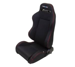 NRG Innovations - NRG Sport Seats (Pair) Type-R Cloth w/NRG Logo - Black w/Red Stitch - Image 1