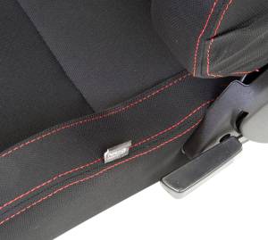 NRG Innovations - NRG Sport Seats (Pair) Type-R Cloth w/NRG Logo - Black w/Red Stitch - Image 2