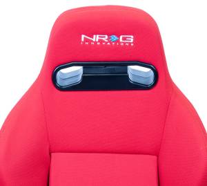 NRG Innovations - NRG Sport Seats (Pair) Type-R Cloth w/NRG Logo - Red w/Red Stitch - Image 2