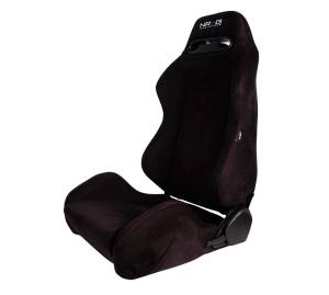 NRG Innovations - NRG Sport Seats (Pair) Type-R Suede w/NRG Logo - Black w/Red Stitching - Image 1
