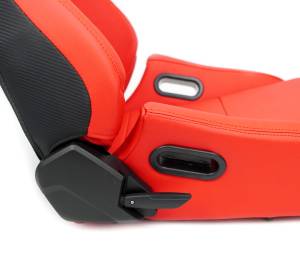 NRG Innovations - NRG Omega Reclinable Racing Seat (Pair) Red with Black Carbon Vinyl Back - Image 4