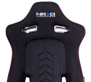 NRG Innovations - NRG Sport Seats (Pair) Cloth w/NRG Logo & NRG Arrow Cushion Imprint - Black w/Red Stitch - Image 3