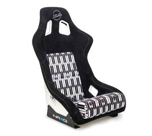 NRG Innovations - NRG FRP Bucket Seat Vegan Suede w/ Black & White Yaba Print - Large - Image 1